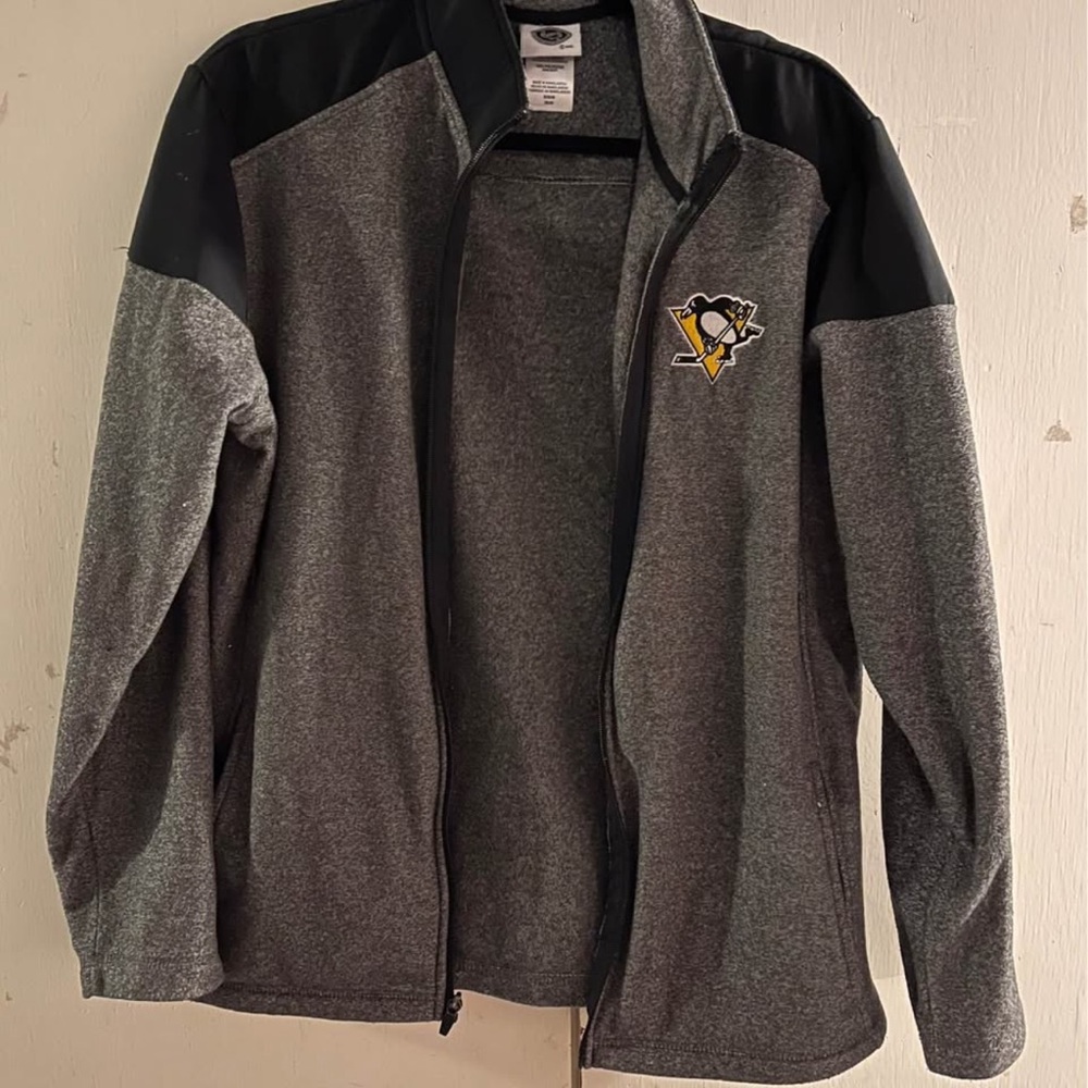 NHL Gray and Black Jacket with Pens Logo